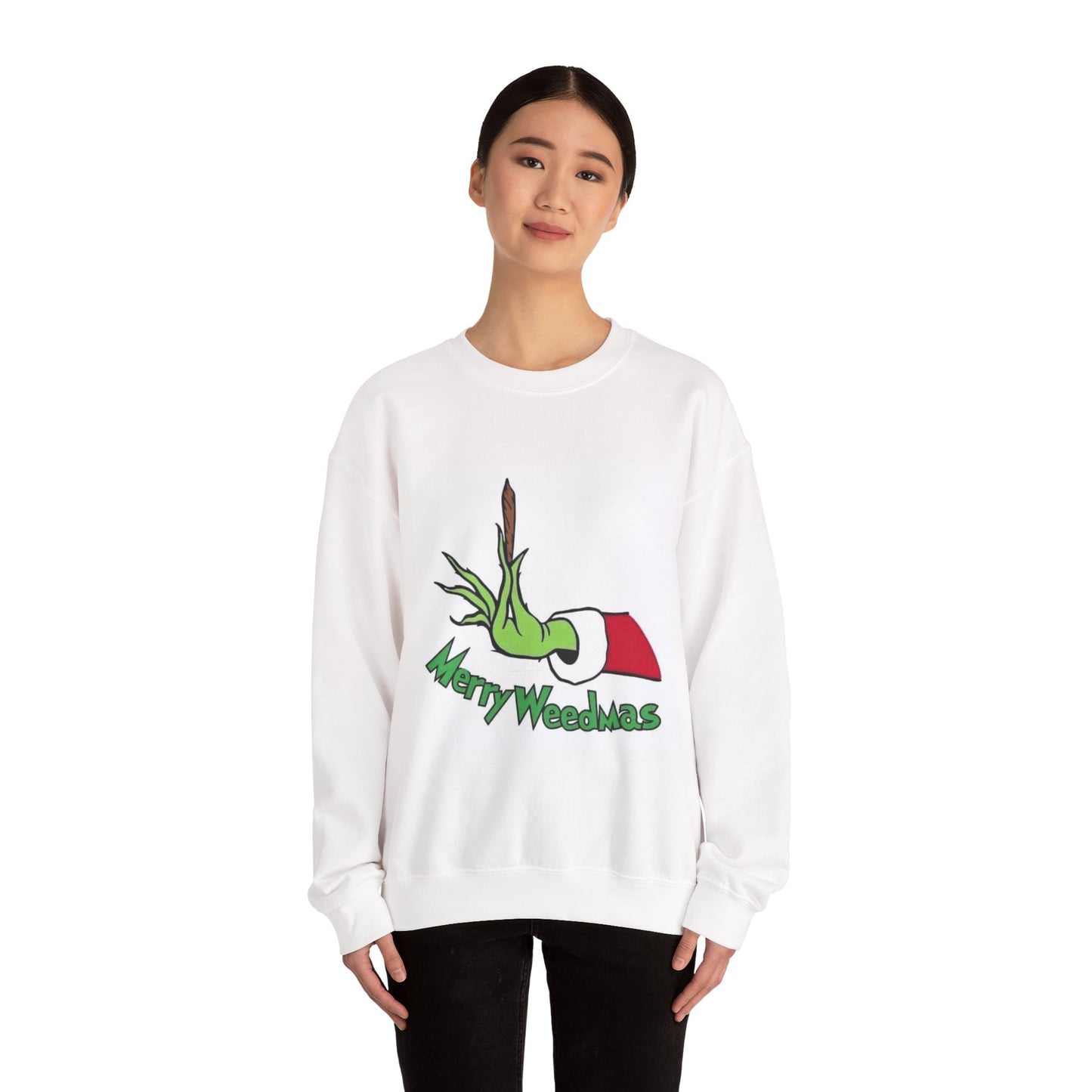 Merry Weedmas Grinch Unisex Heavy Blend™ Crewneck Sweatshirt