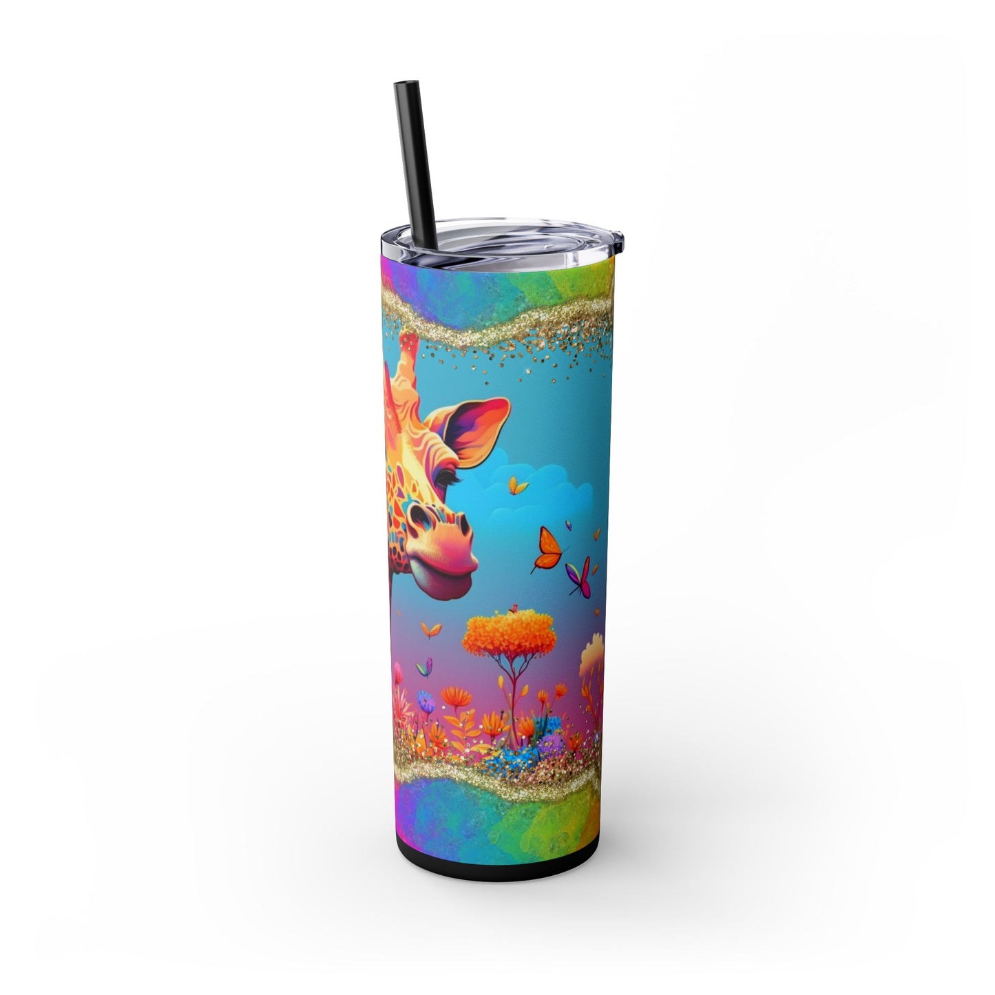 Rainbow Giraffe Tumbler with Straw, 20oz