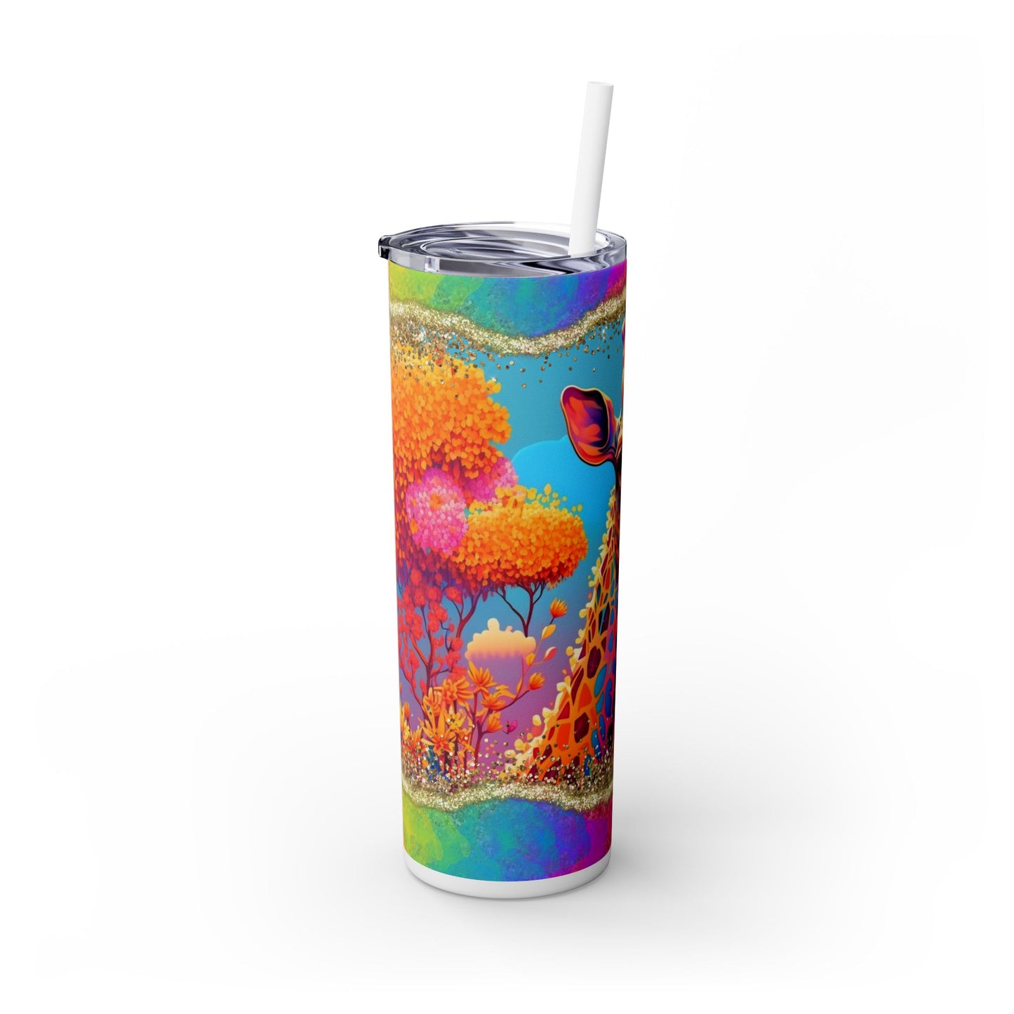 Rainbow Giraffe Tumbler with Straw, 20oz