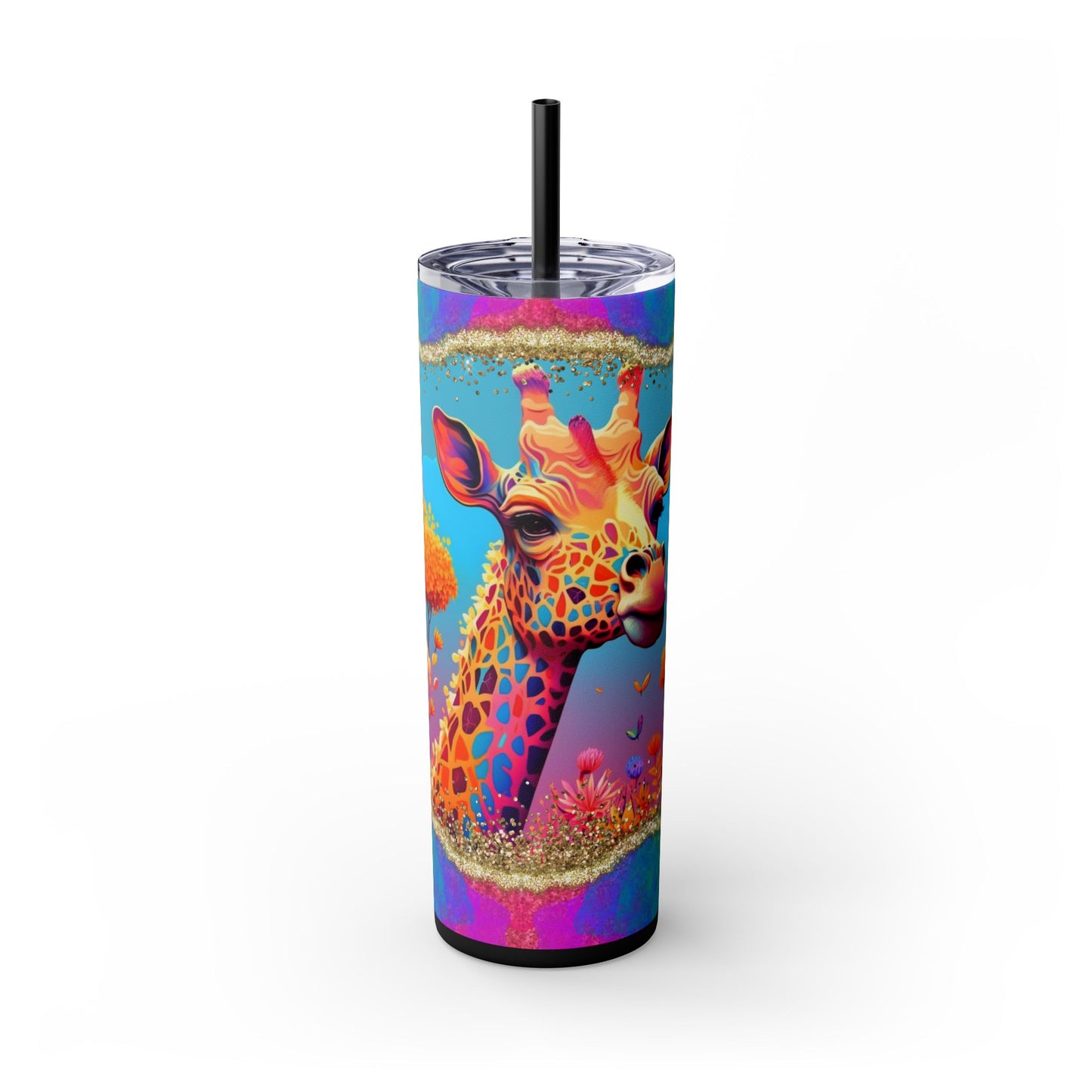 Rainbow Giraffe Tumbler with Straw, 20oz