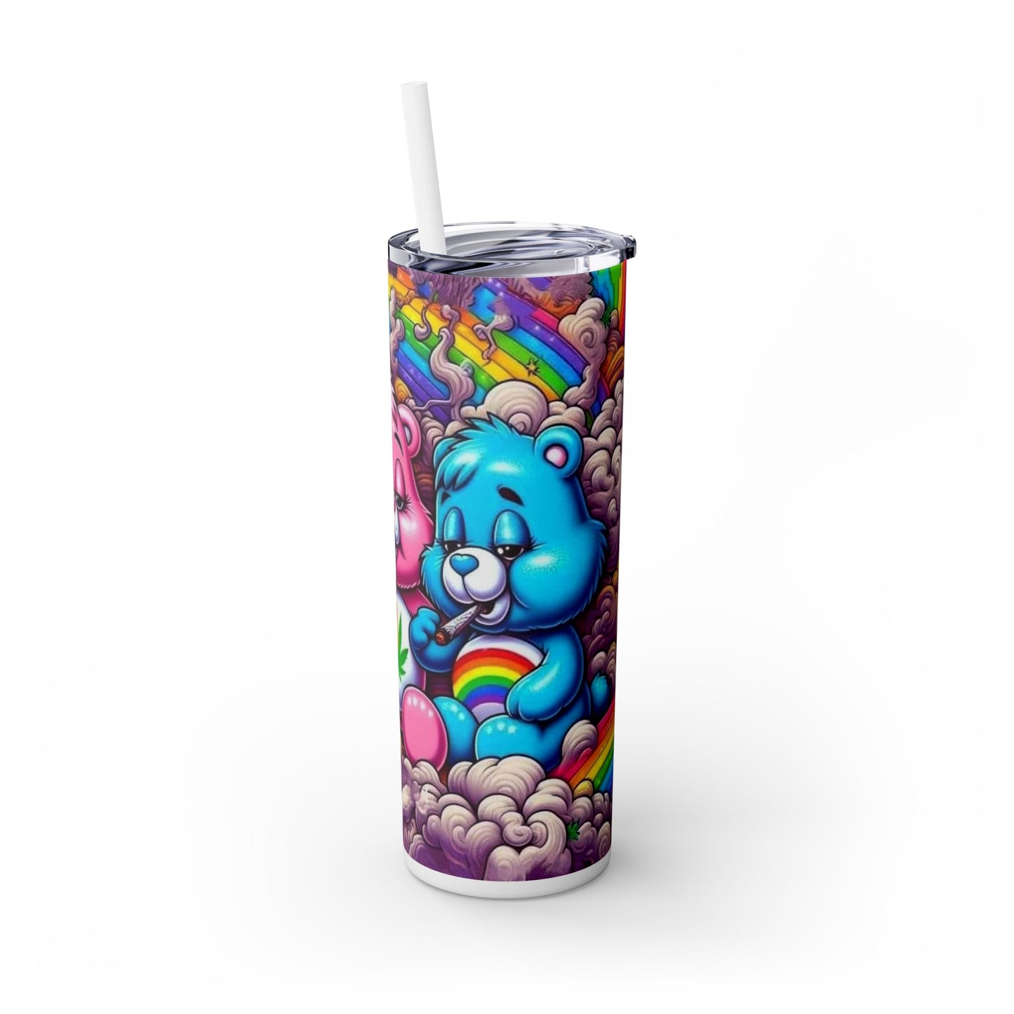 Caring Clouds Skinny Tumbler with Straw, 20oz