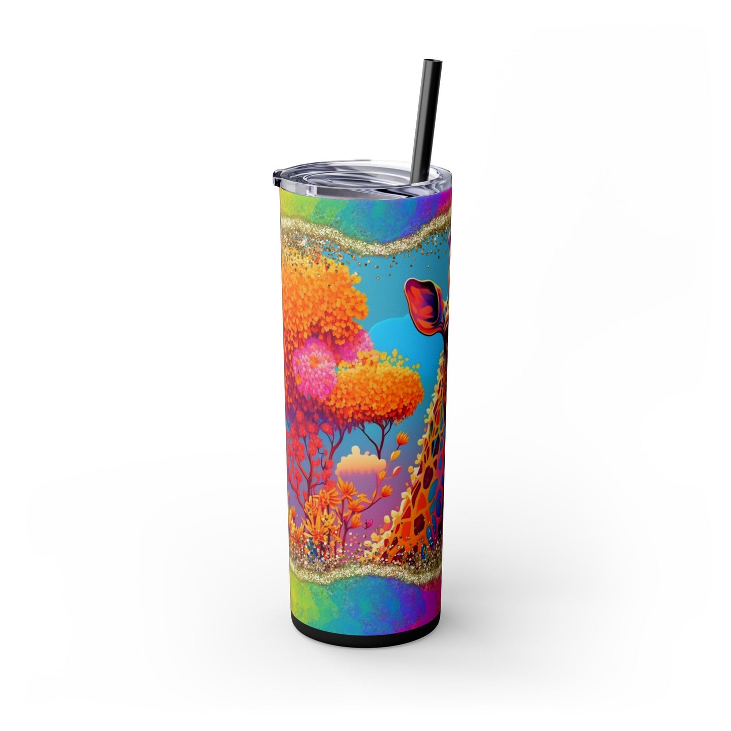 Rainbow Giraffe Tumbler with Straw, 20oz