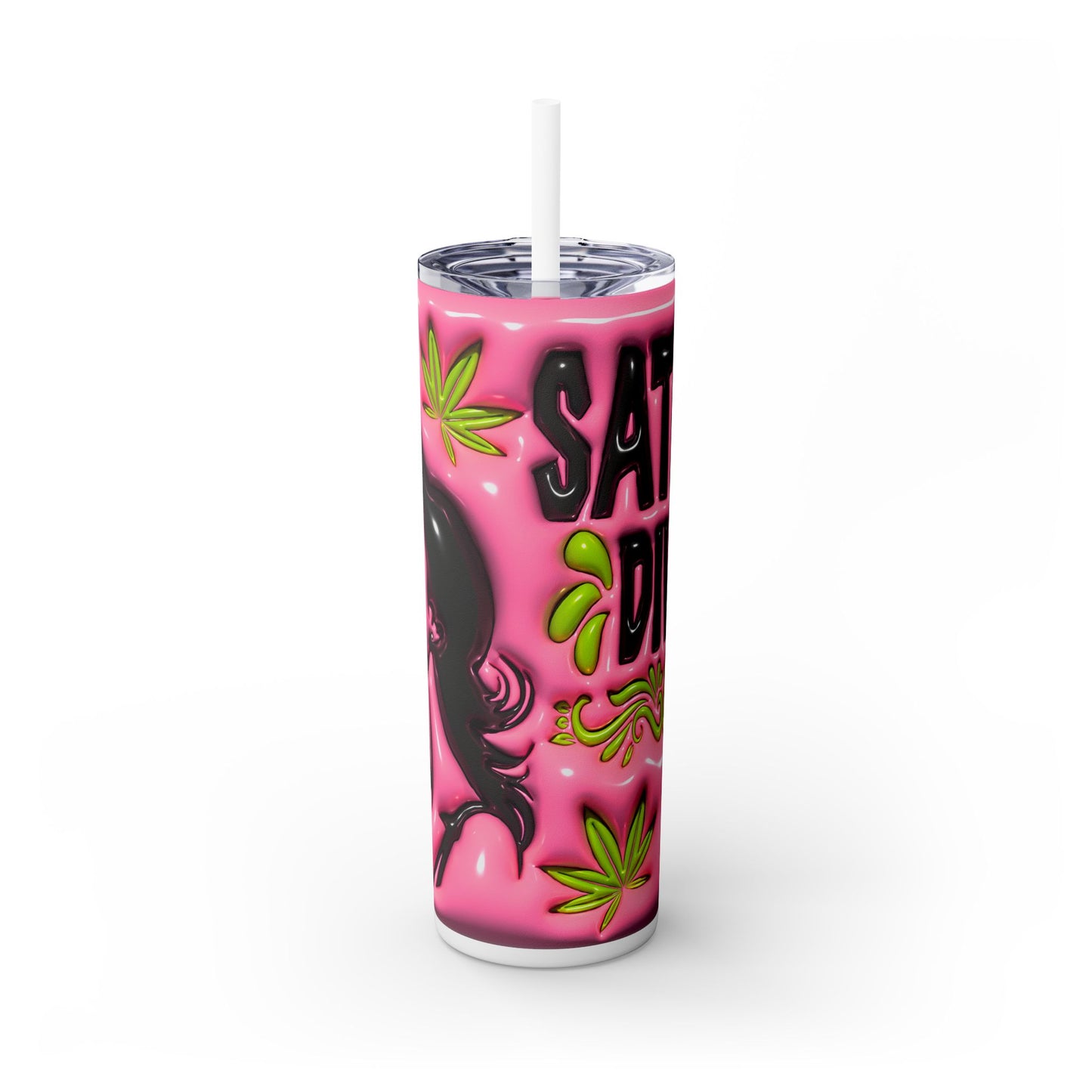 Sativa Diva Skinny Tumbler with Straw, 20oz