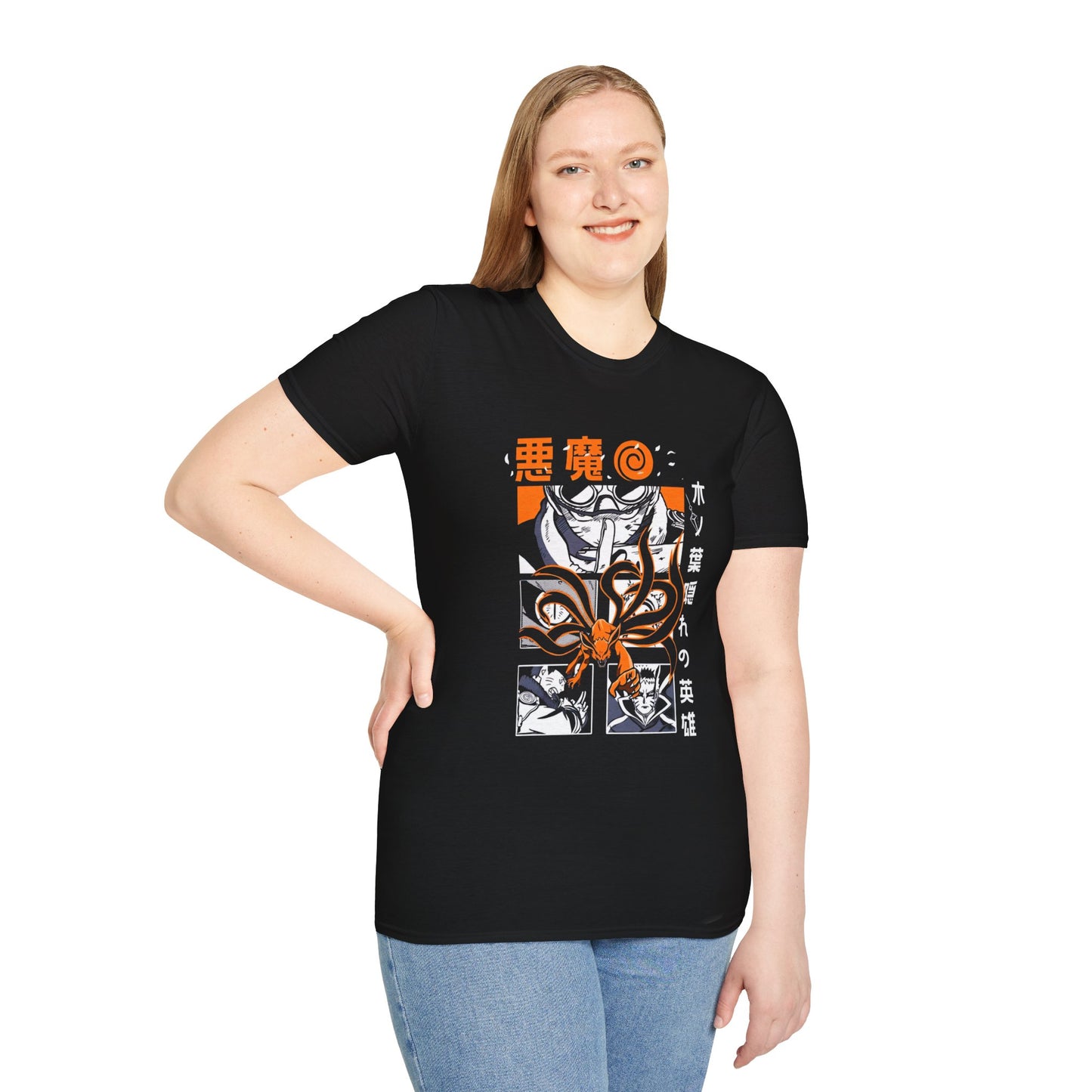 Black and White Naruto Unisex Softstyle T-Shirt