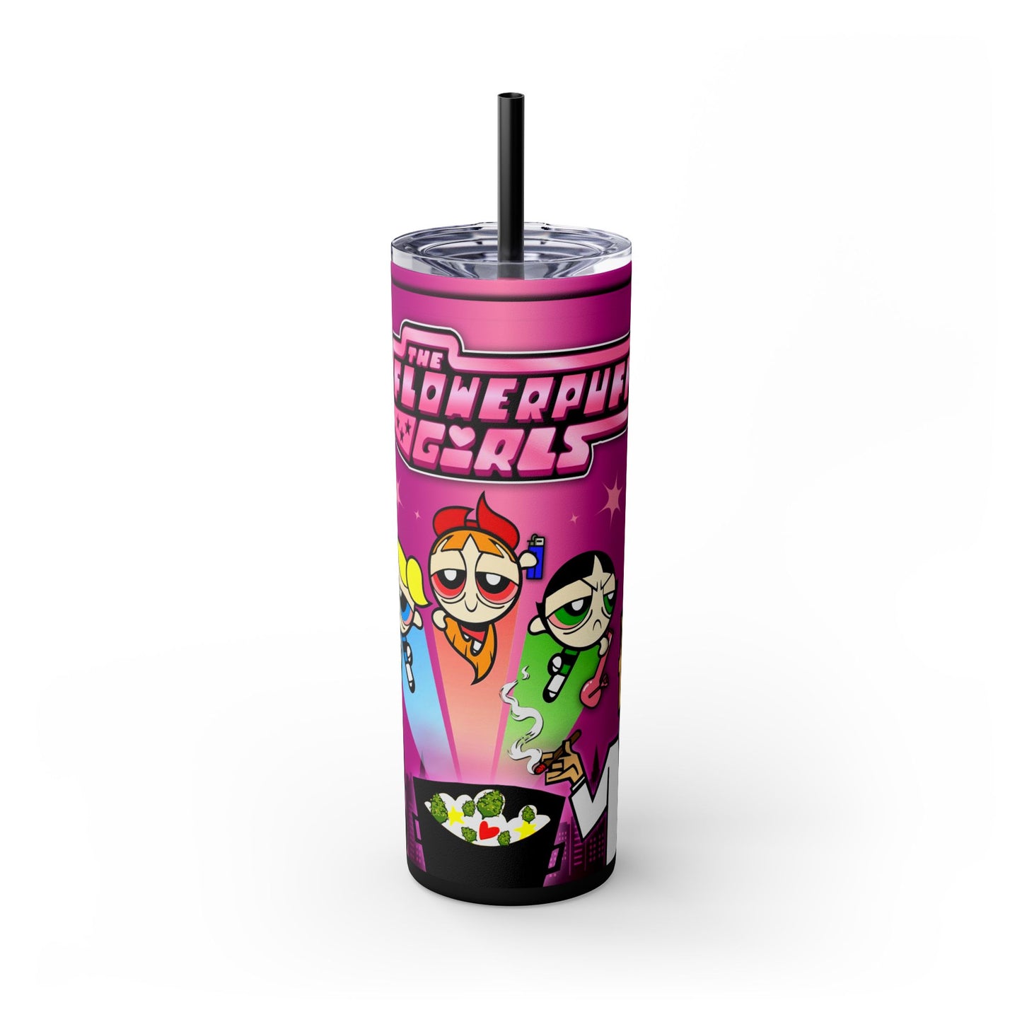 Flowerpuff Girls Tumbler with Straw, 20oz