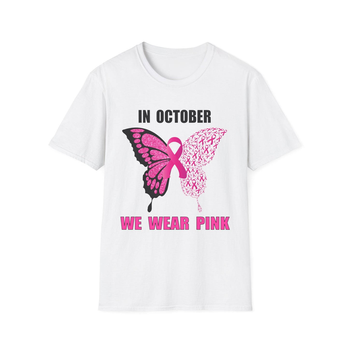 In October We Wear Pink Butterfly Softstyle T-Shirt