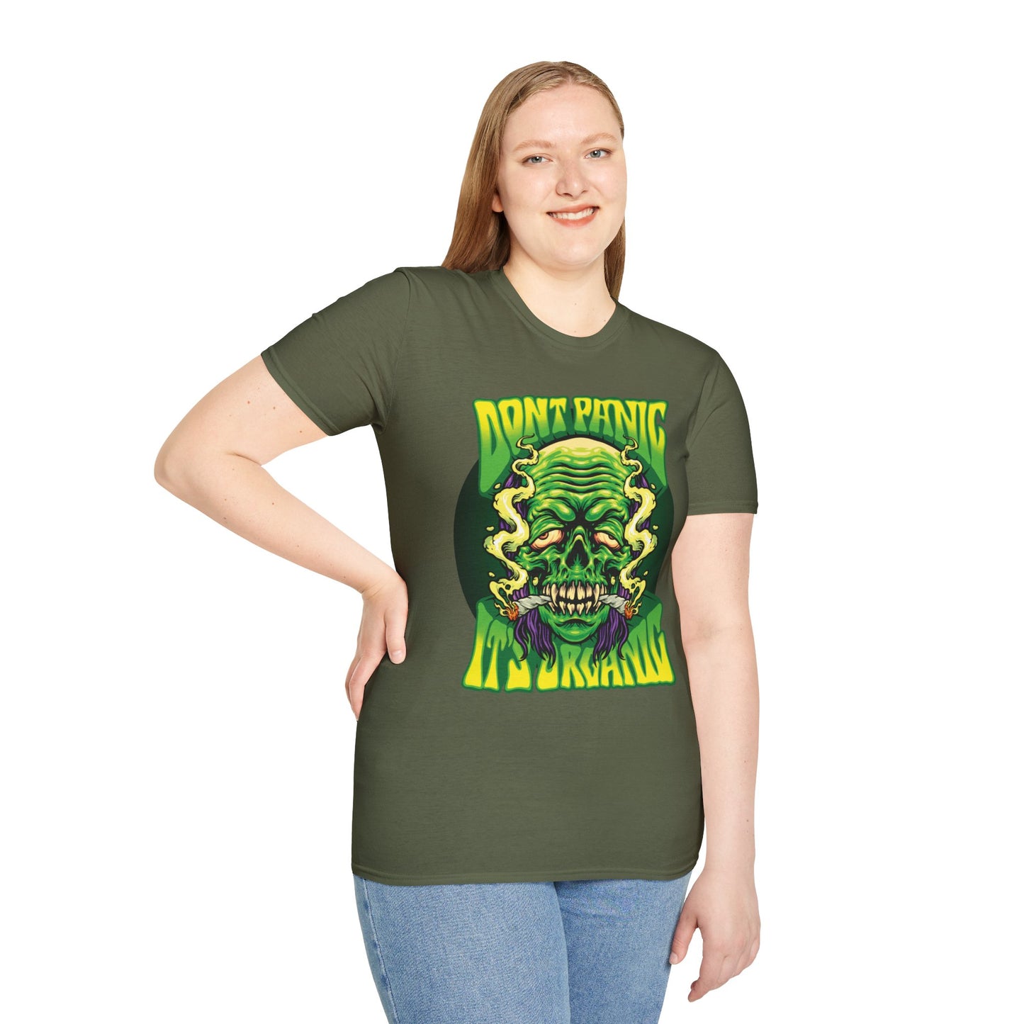 Don't Panic it's Organic Unisex Softstyle T-Shirt