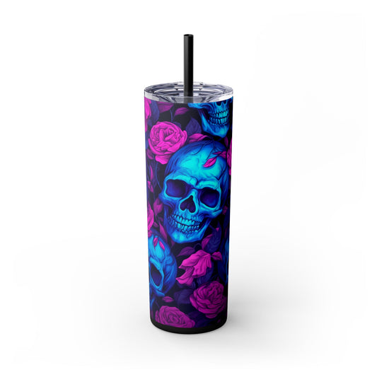 Skull's and Roses Tumbler with Straw, 20oz