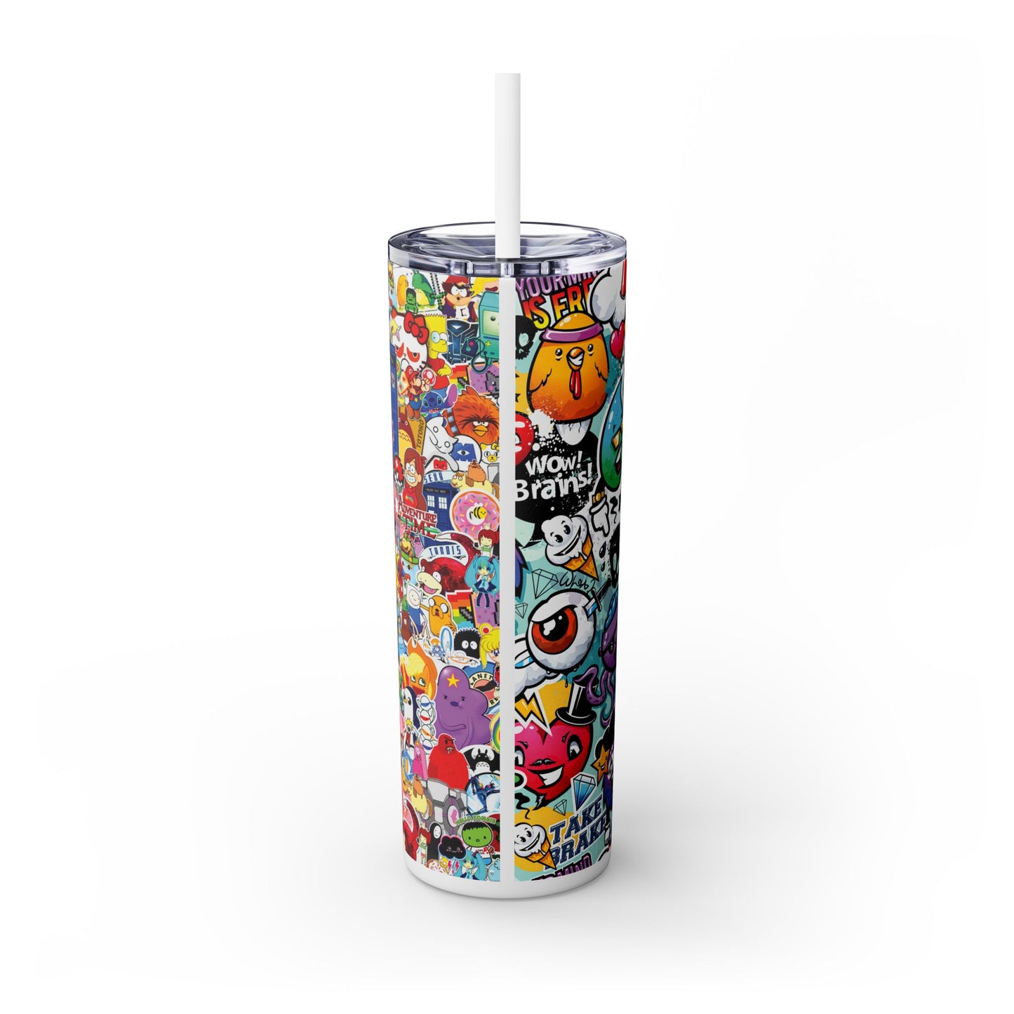 Cartoon Frenzy Tumbler with Straw, 20oz