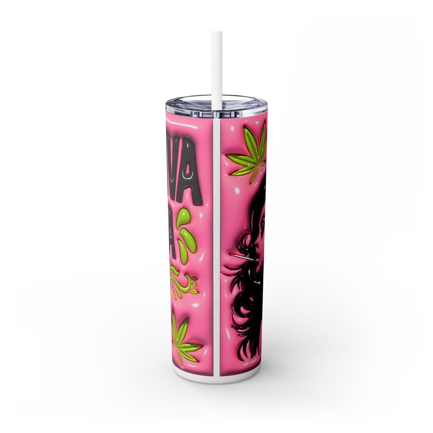 Sativa Diva Skinny Tumbler with Straw, 20oz