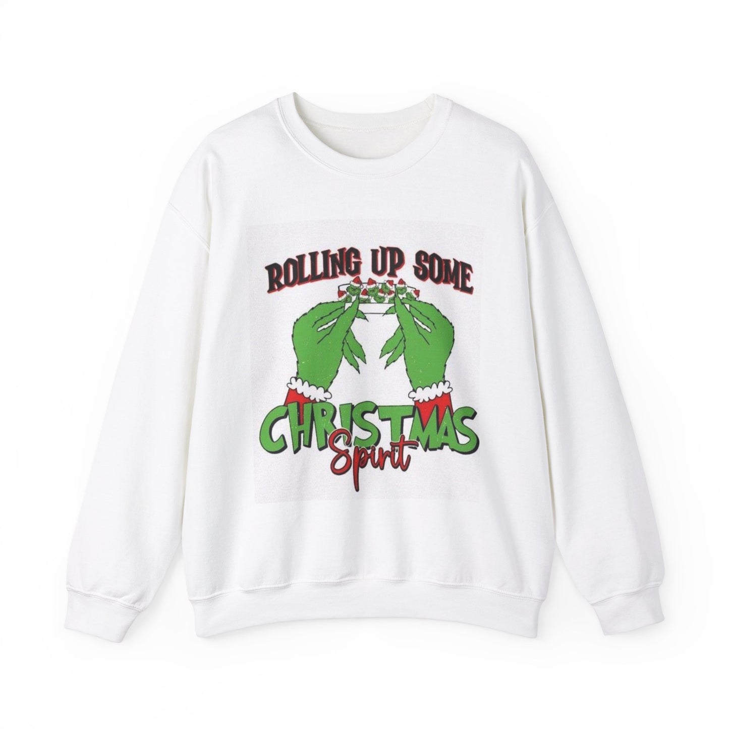 Roll Up Some Christmas Spirit Grinch Unisex Heavy Blend™ Crewneck Sweatshirt