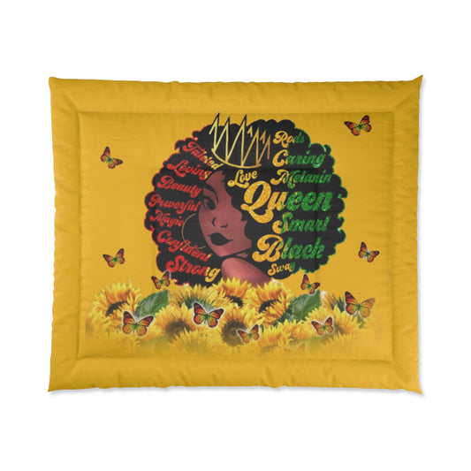 Bold African Queen Comforter, Afrocentric Bedding, Love Yourself Décor, Black Pride Home Textile, Gift for Her