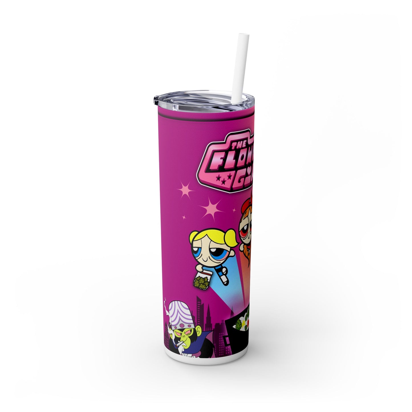 Flowerpuff Girls Tumbler with Straw, 20oz