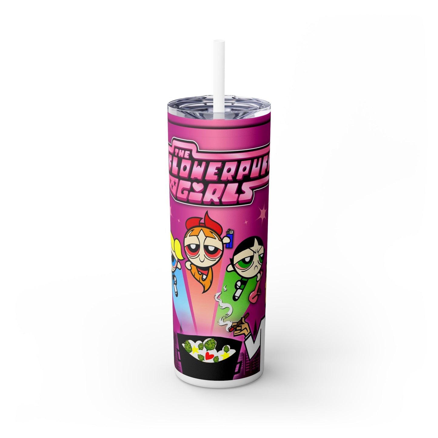 Flowerpuff Girls Tumbler with Straw, 20oz