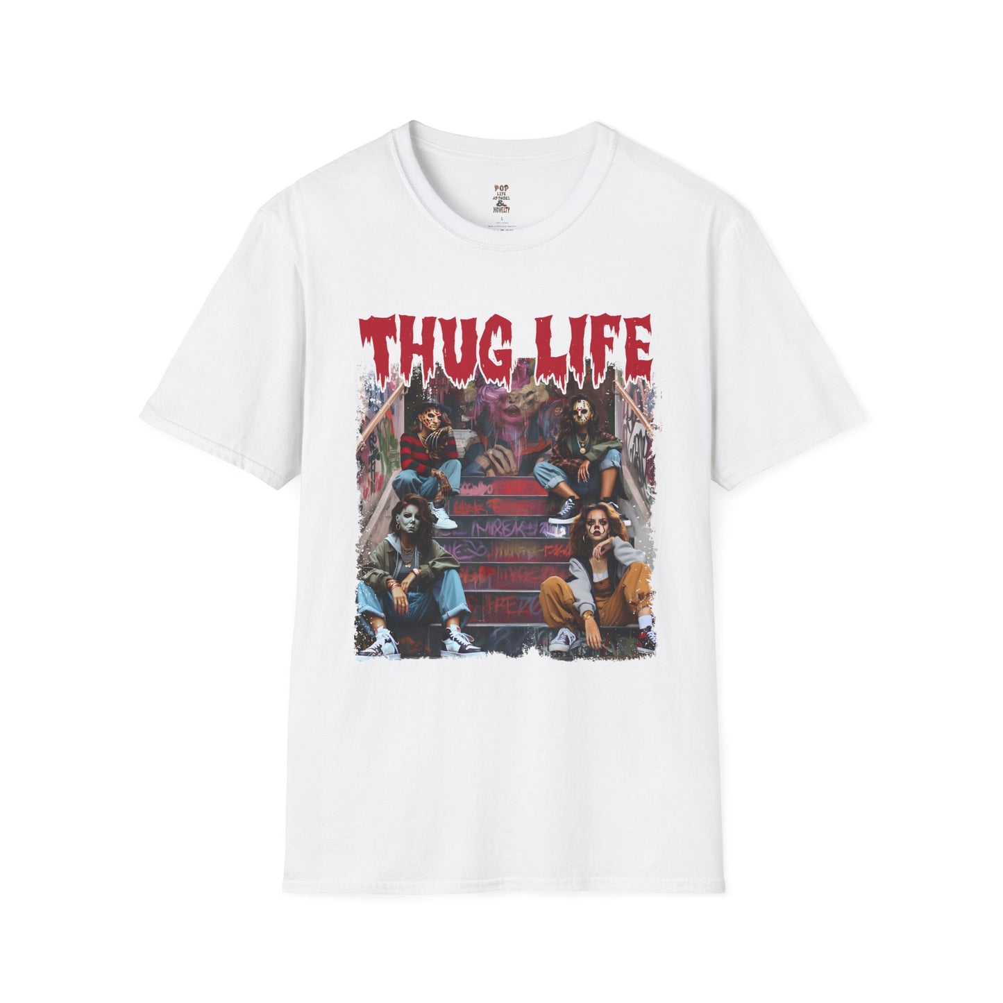 Thug Life Horror Female Stairs Pose Unisex Softstyle T-Shirt