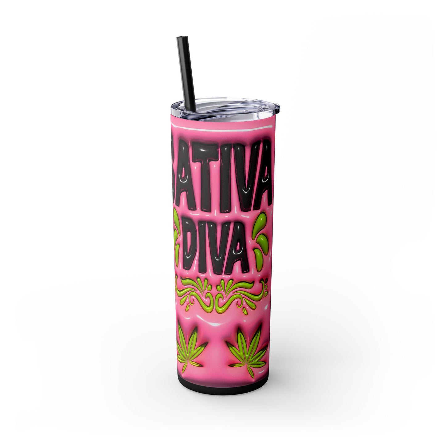 Sativa Diva Skinny Tumbler with Straw, 20oz