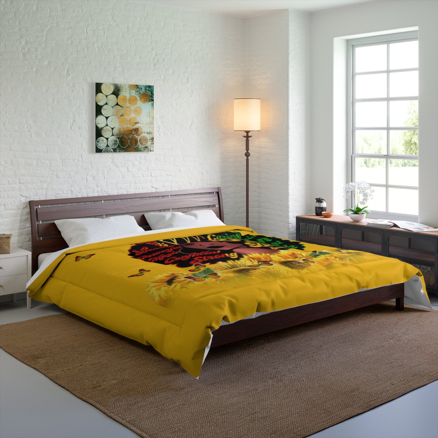 Bold African Queen Comforter, Afrocentric Bedding, Love Yourself Décor, Black Pride Home Textile, Gift for Her