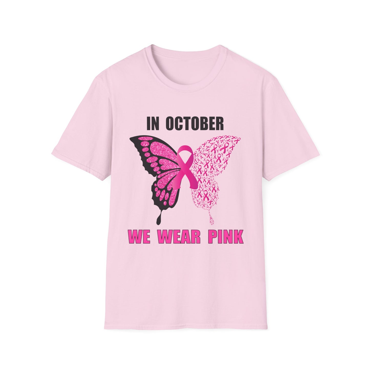 In October We Wear Pink Butterfly Softstyle T-Shirt