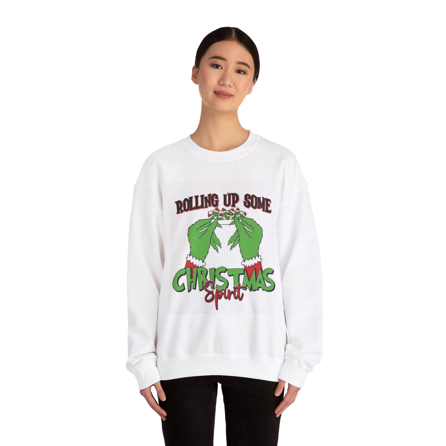 Roll Up Some Christmas Spirit Grinch Unisex Heavy Blend™ Crewneck Sweatshirt