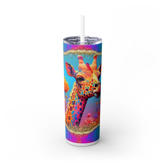Rainbow Giraffe Tumbler with Straw, 20oz