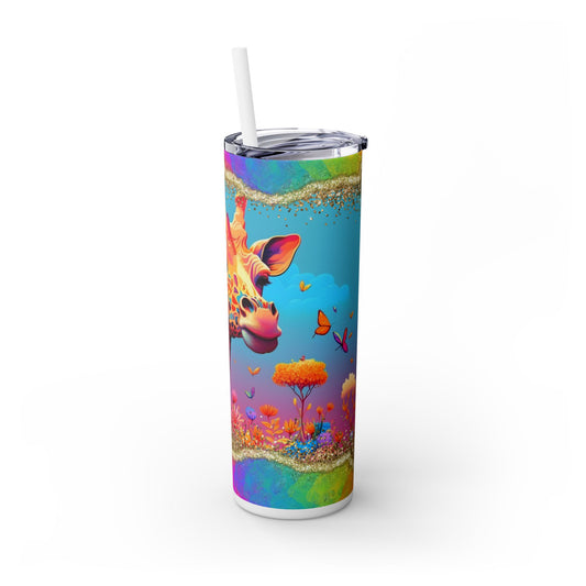 Rainbow Giraffe Tumbler with Straw, 20oz