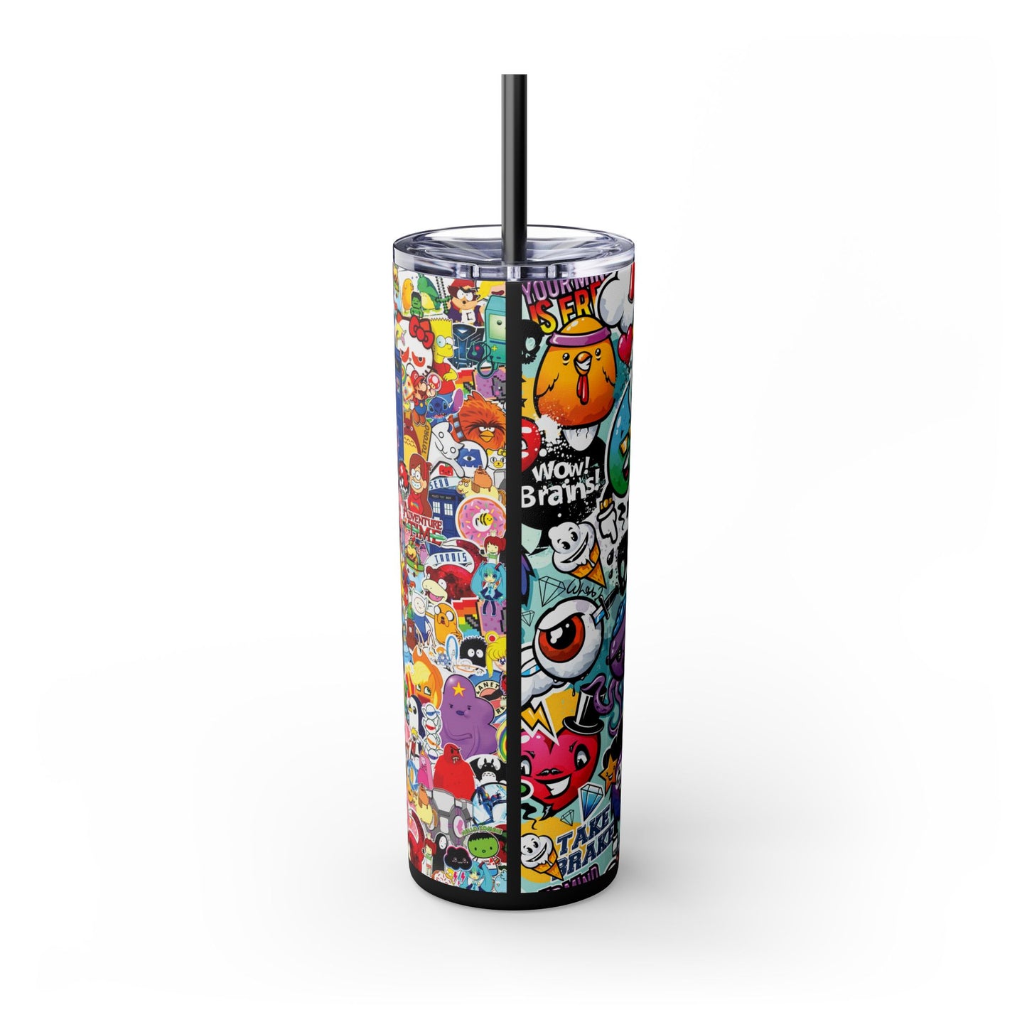 Cartoon Frenzy Tumbler with Straw, 20oz