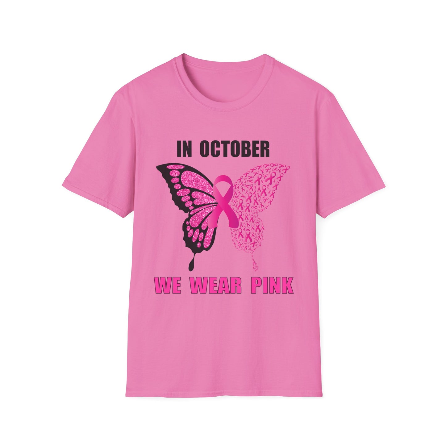 In October We Wear Pink Butterfly Softstyle T-Shirt