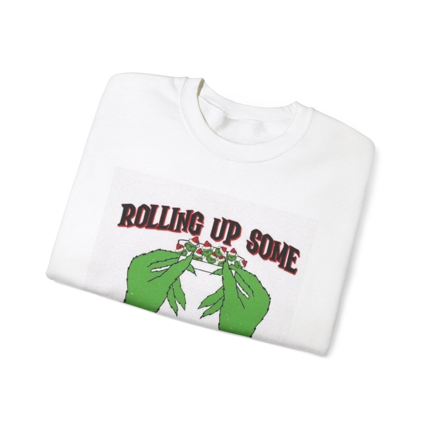 Roll Up Some Christmas Spirit Grinch Unisex Heavy Blend™ Crewneck Sweatshirt