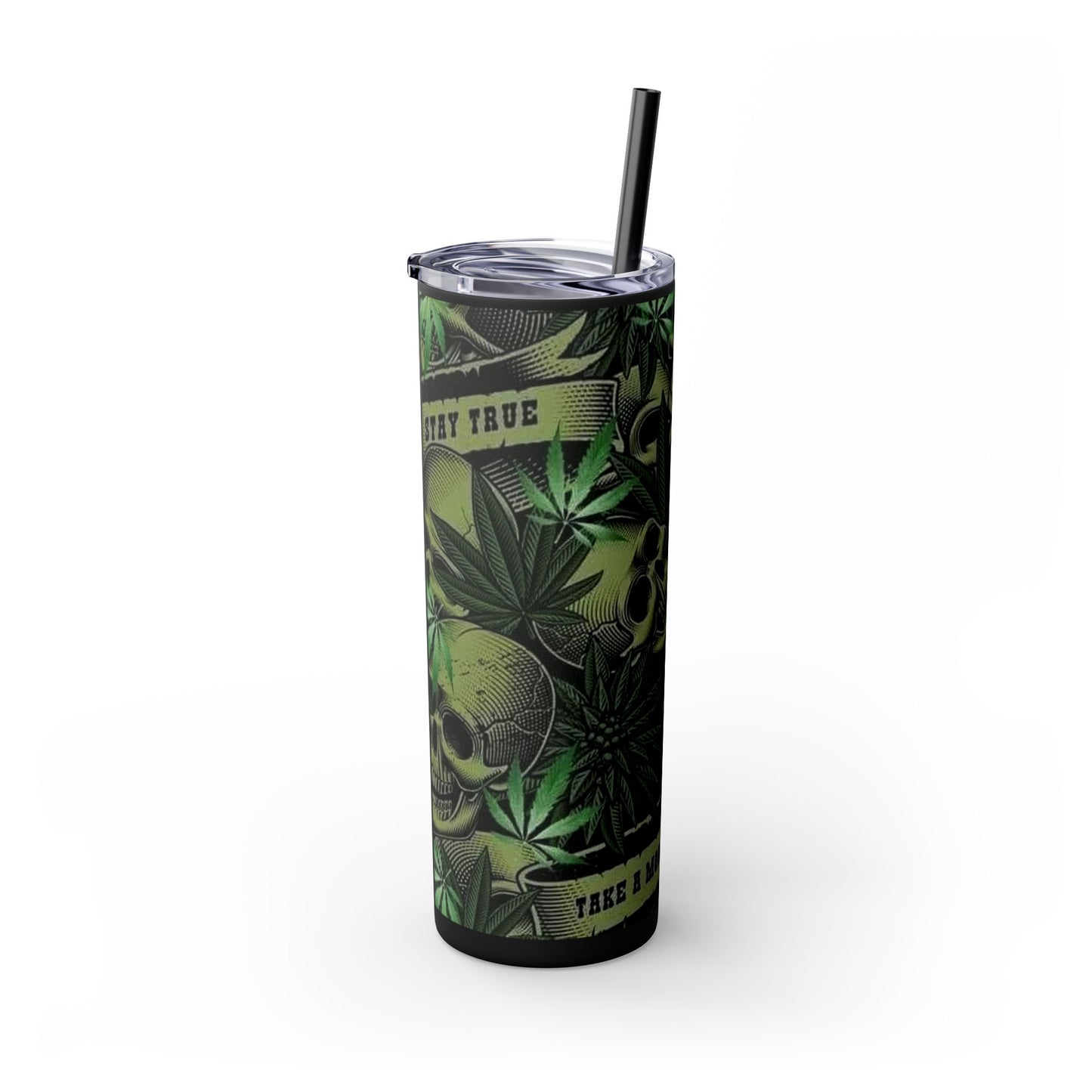 Inspirational Skulls Skinny Tumbler with Straw, 20oz