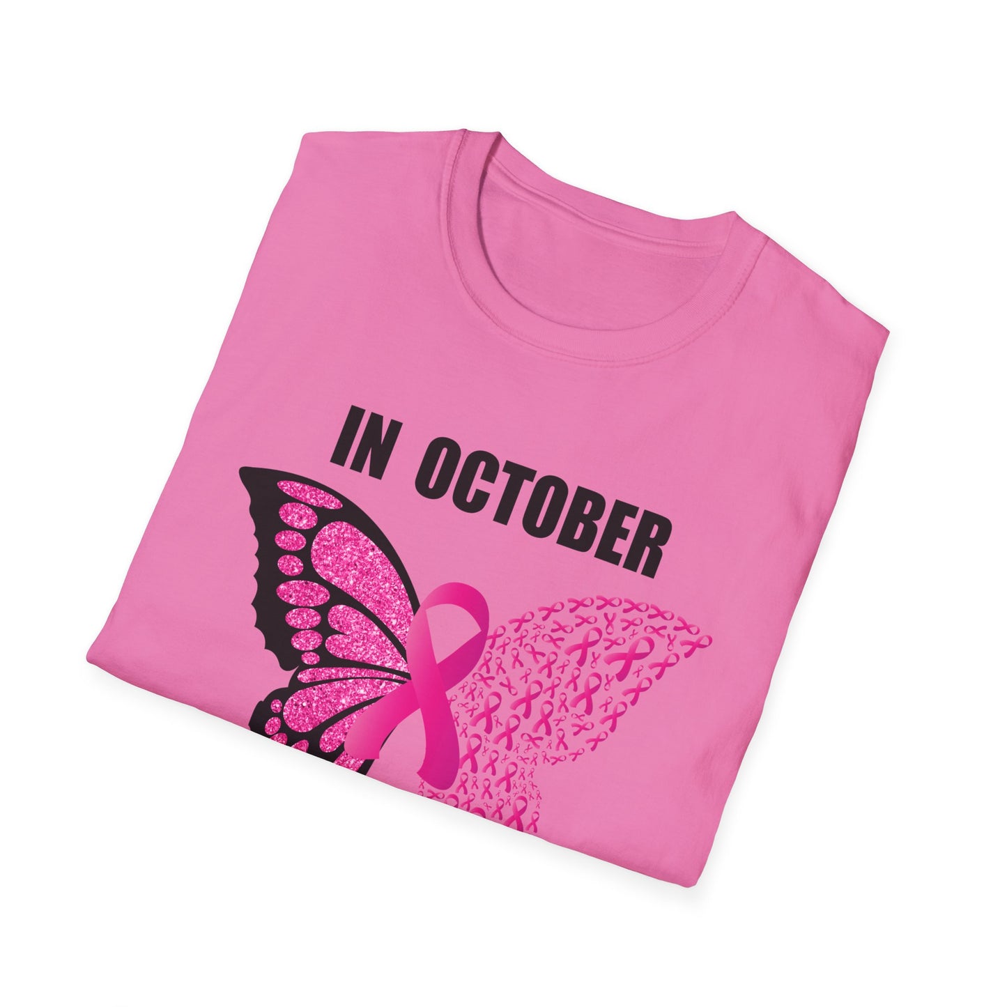 In October We Wear Pink Butterfly Softstyle T-Shirt