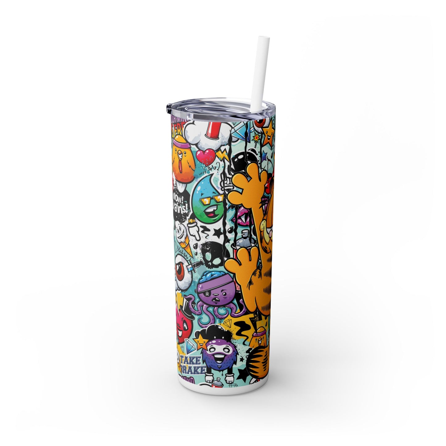 Cartoon Frenzy Tumbler with Straw, 20oz