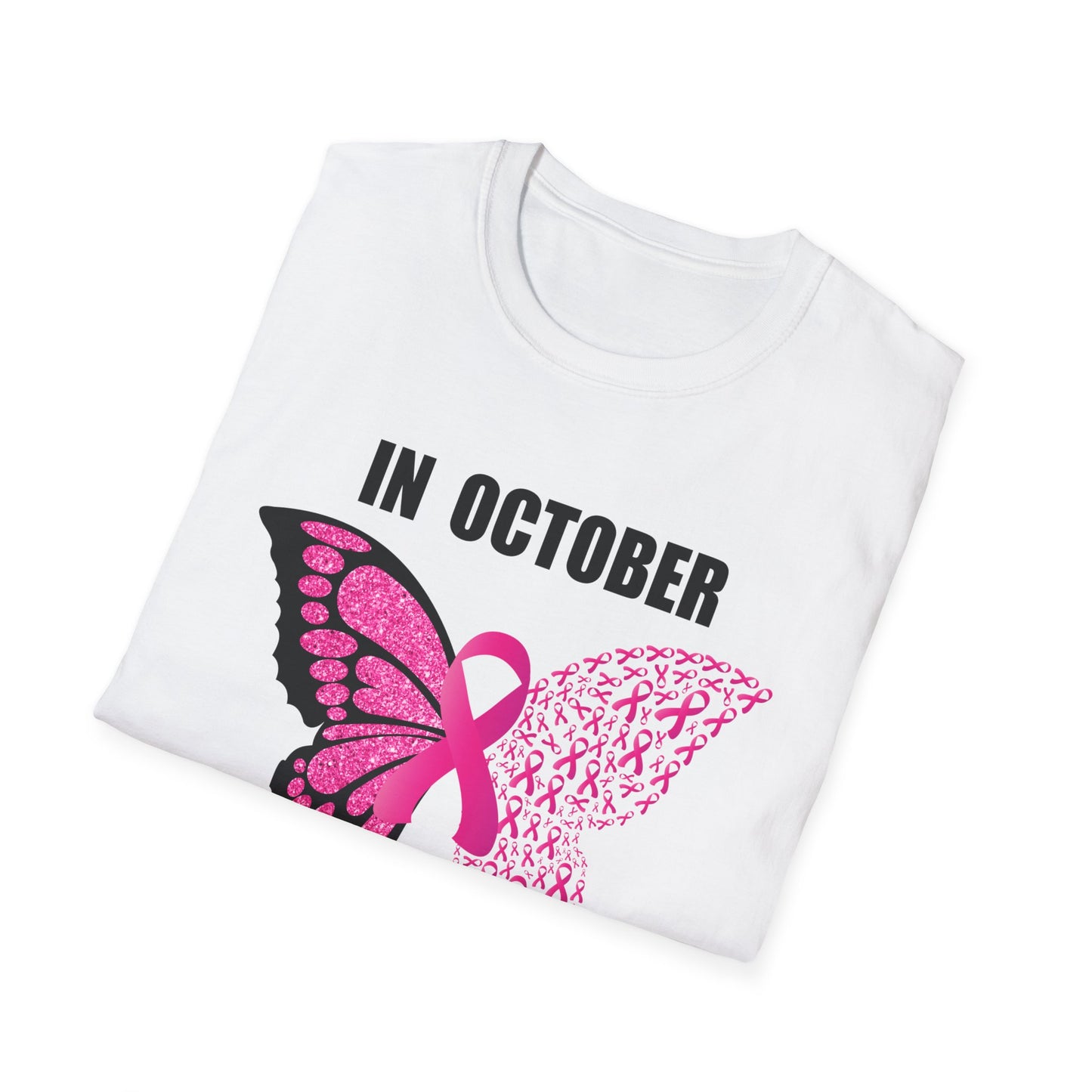 In October We Wear Pink Butterfly Softstyle T-Shirt