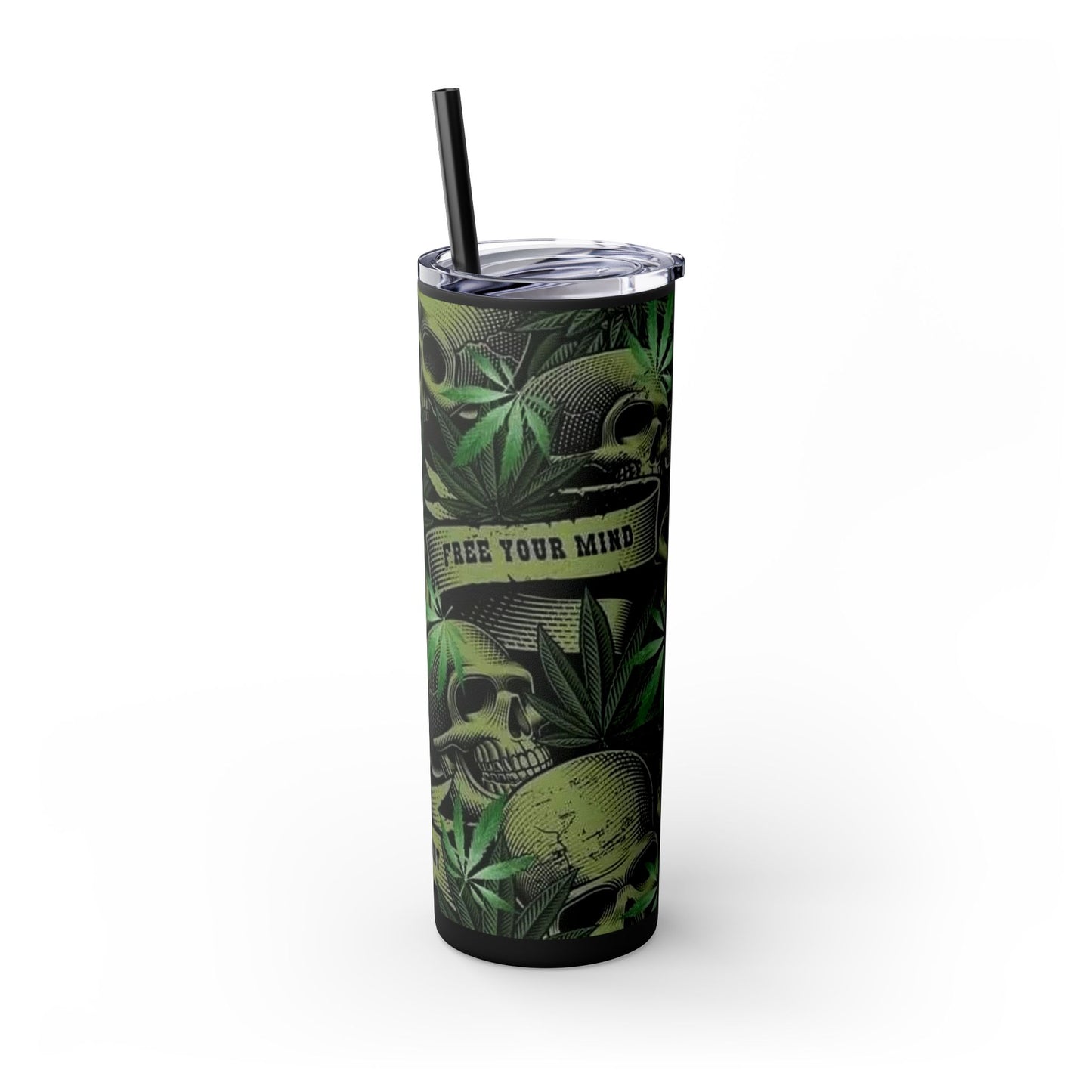 Inspirational Skulls Skinny Tumbler with Straw, 20oz