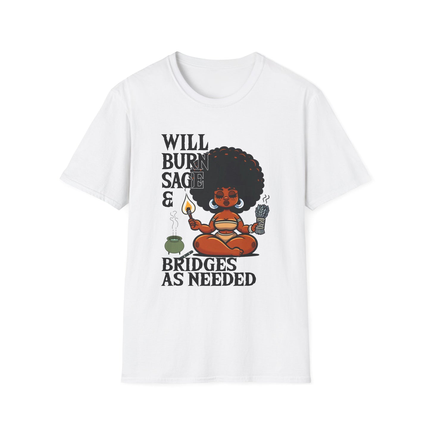 Will Burn Sage and Bridges Black Softstyle T-Shirt